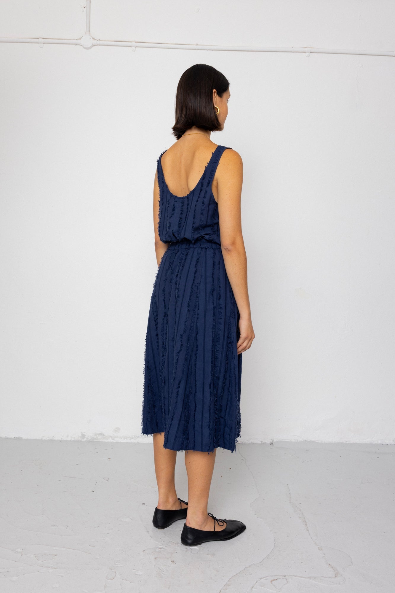 Full Seam Skirt - Dark Navy Cutwork Stripe