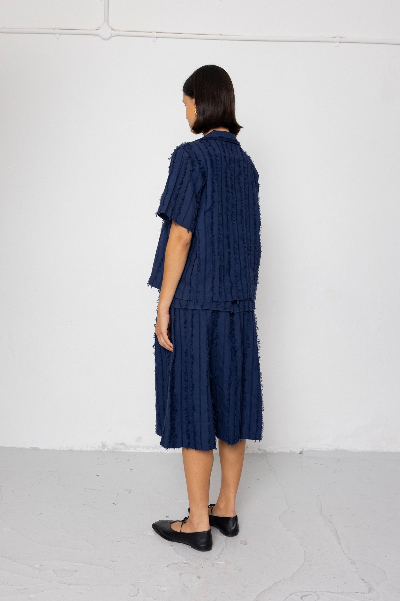 Full Seam Skirt - Dark Navy Cutwork Stripe