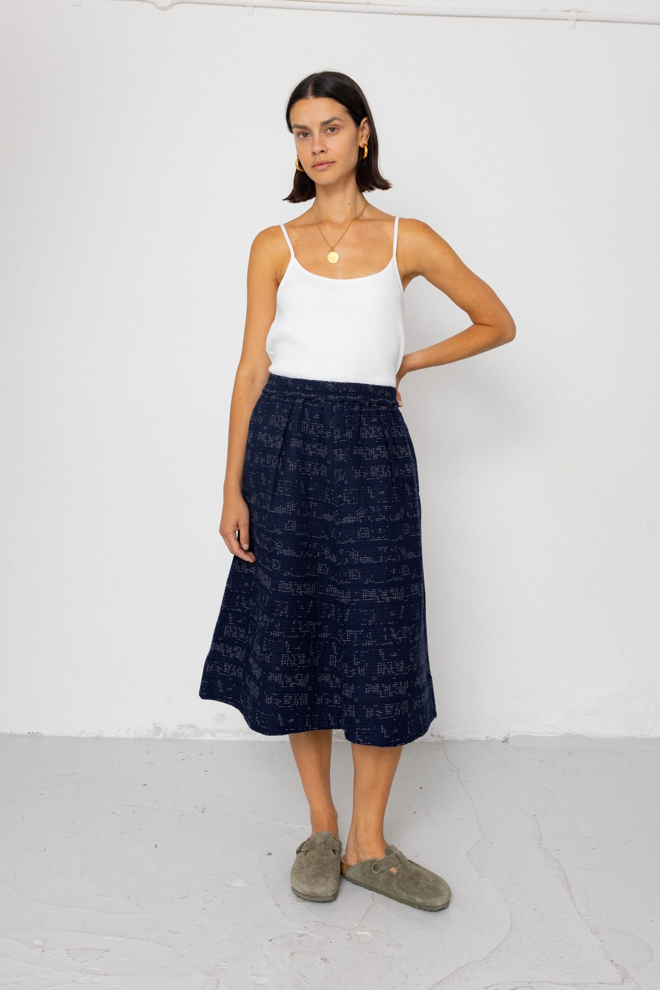 Full Seam Skirt - Stray Float Stitch Indigo