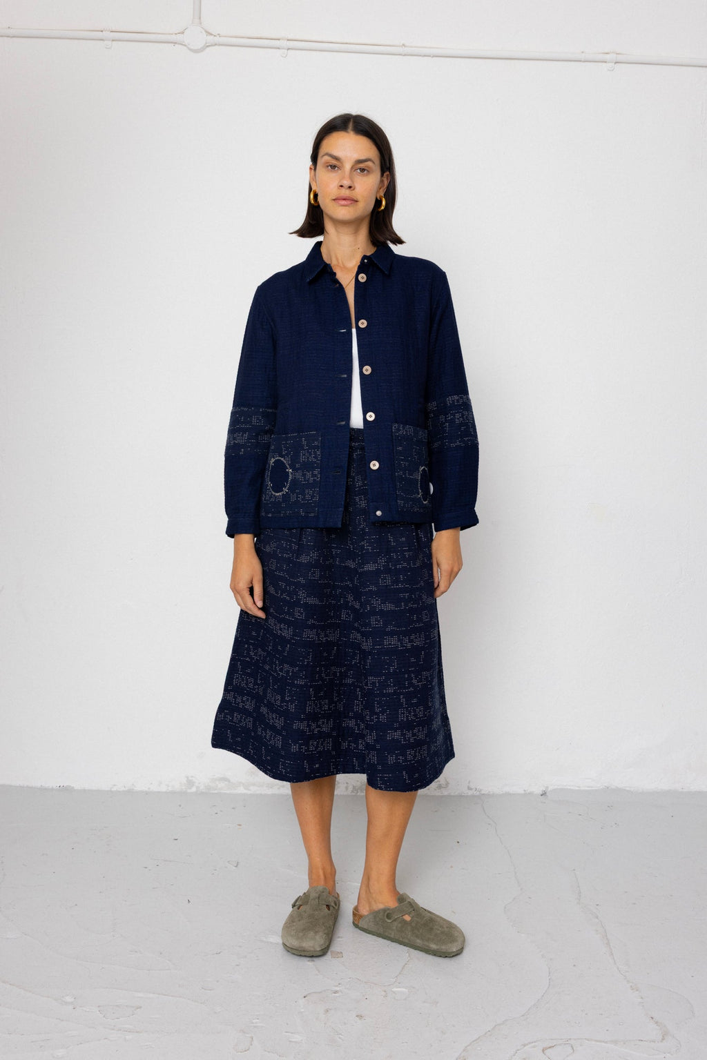 Full Seam Skirt - Stray Float Stitch Indigo