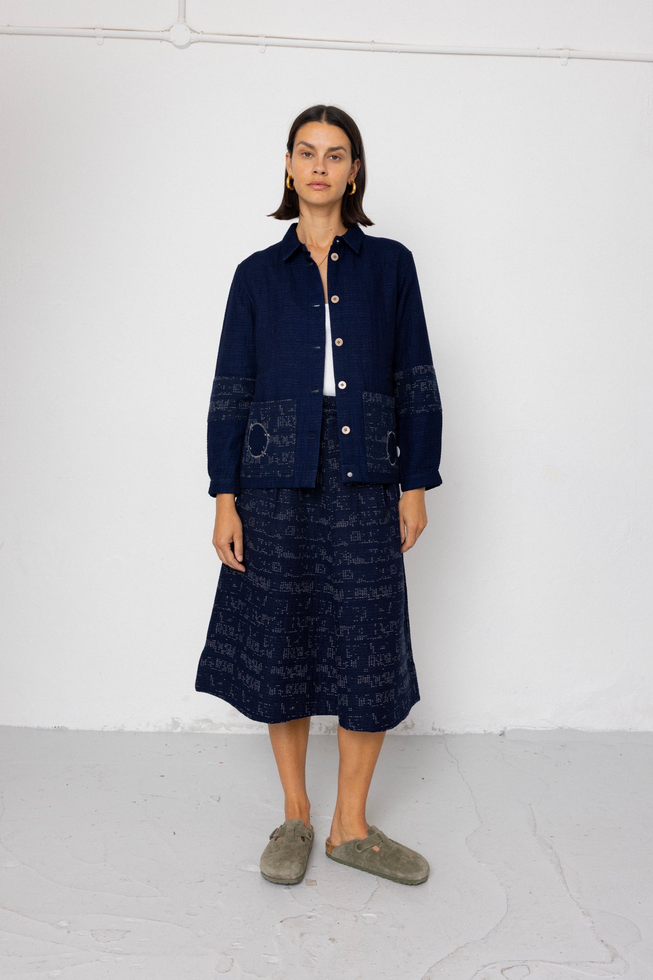Full Seam Skirt - Stray Float Stitch Indigo