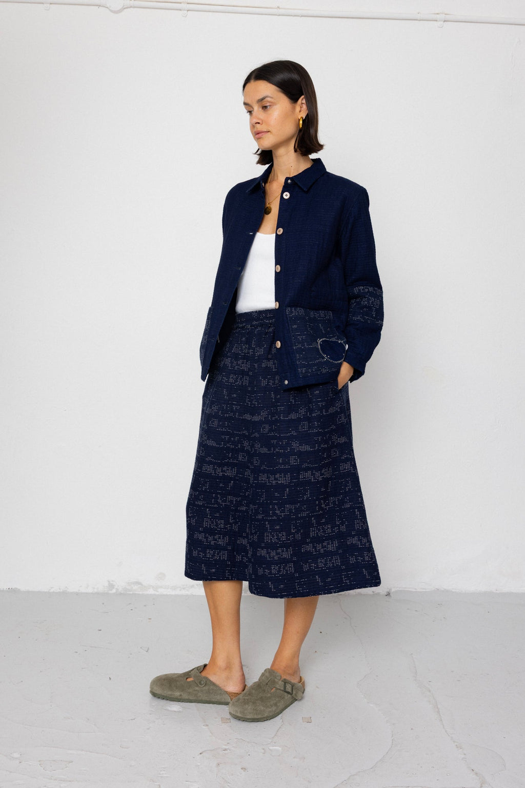 Full Seam Skirt - Stray Float Stitch Indigo