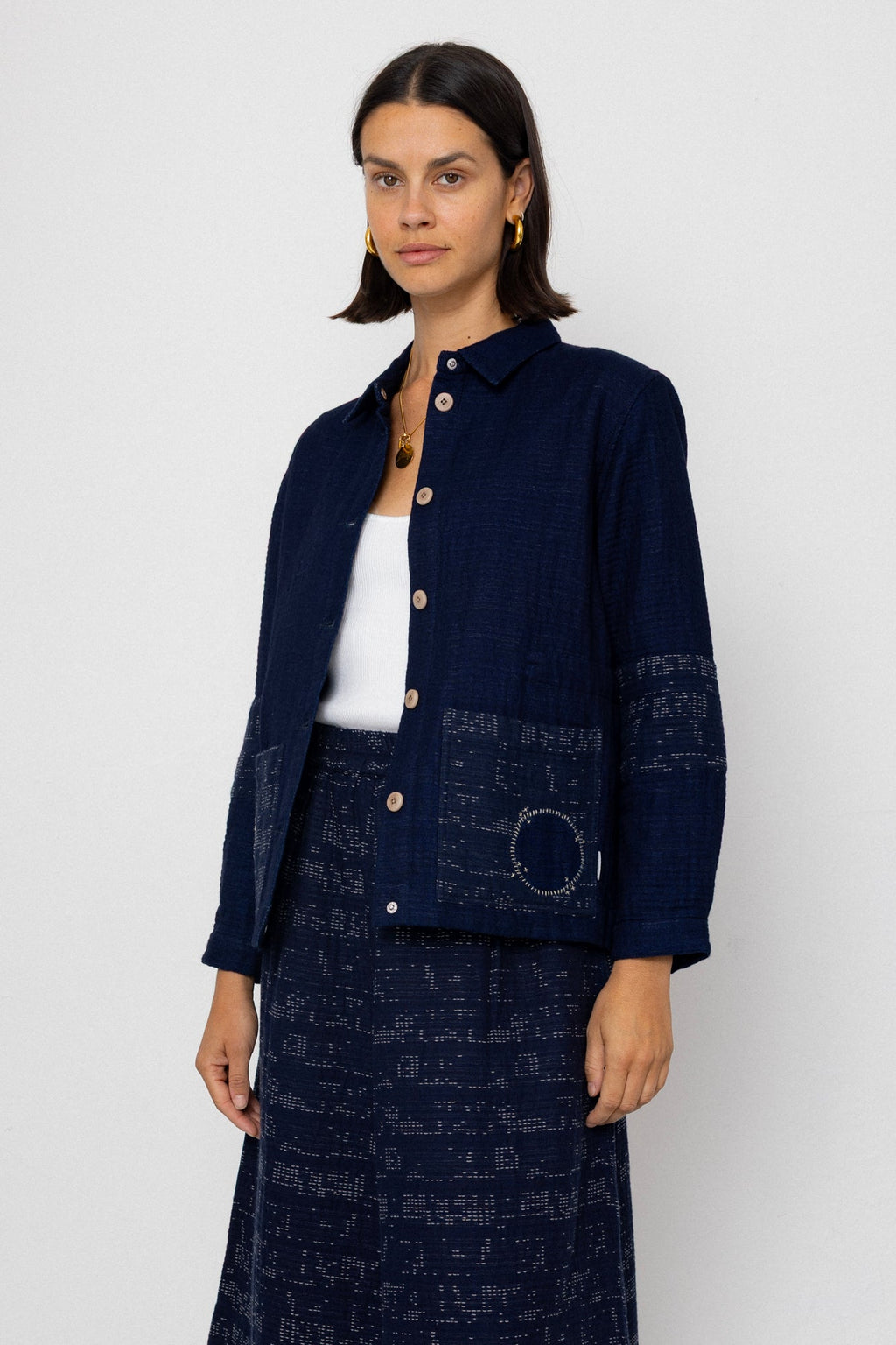 Full Seam Skirt - Stray Float Stitch Indigo
