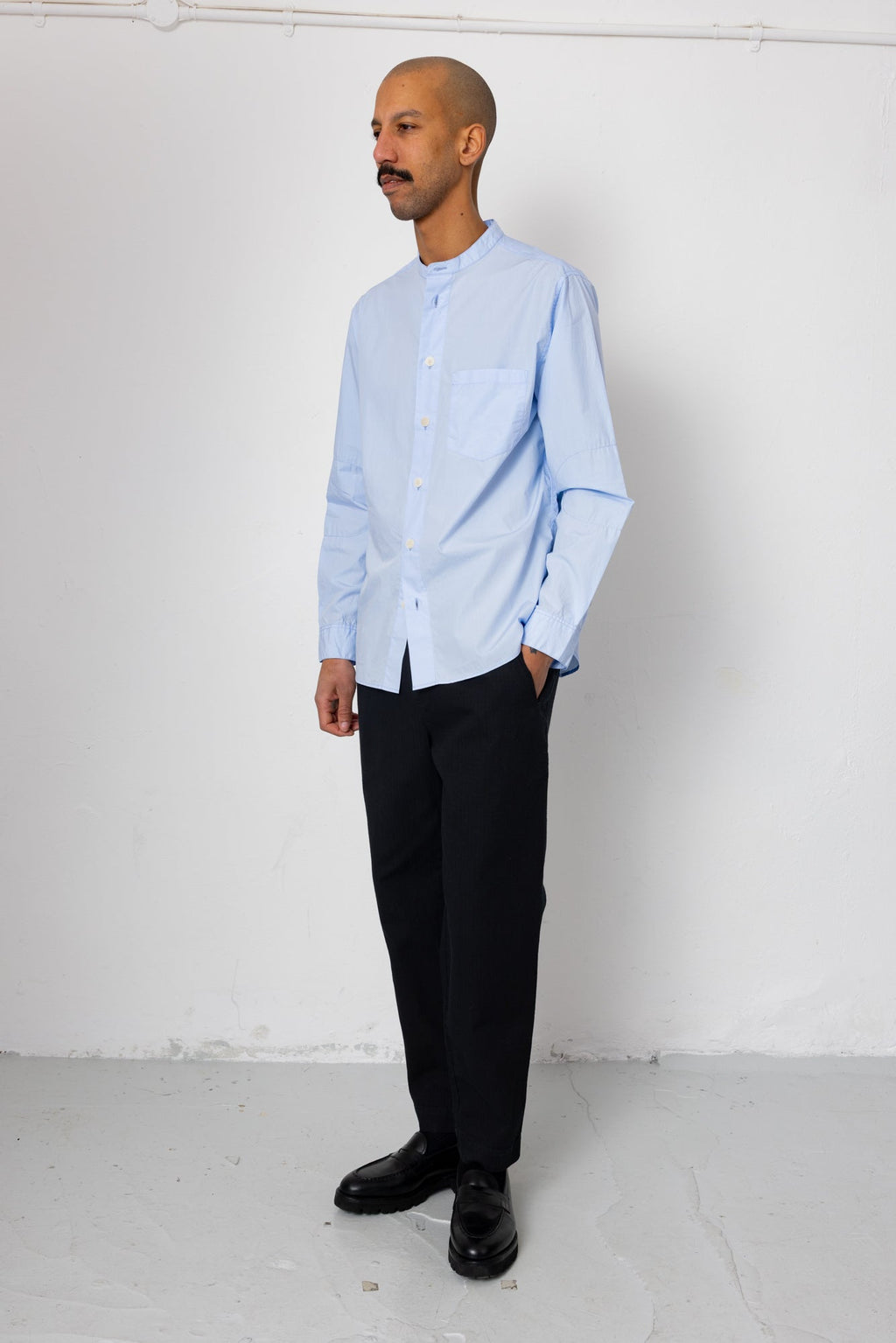 Grandad Collar Shirt - Light Blue