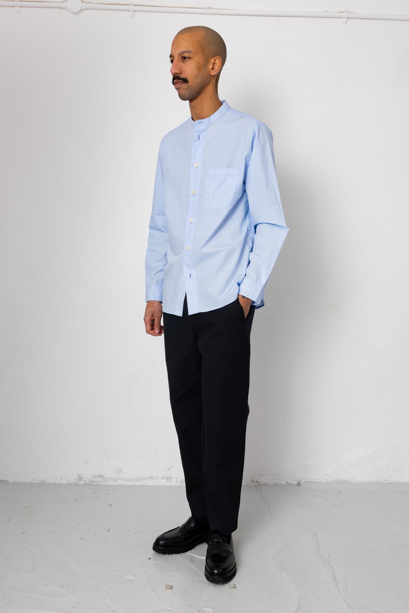 Grandad Collar Shirt - Light Blue
