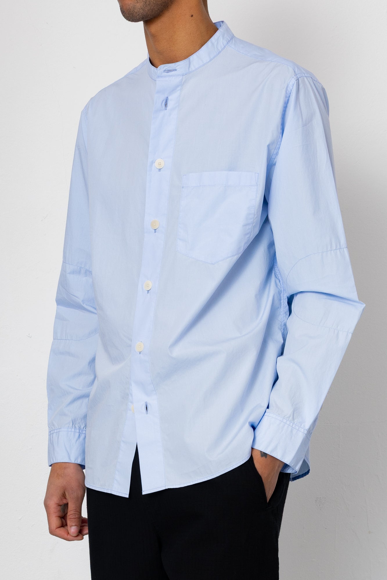 Grandad Collar Shirt - Light Blue