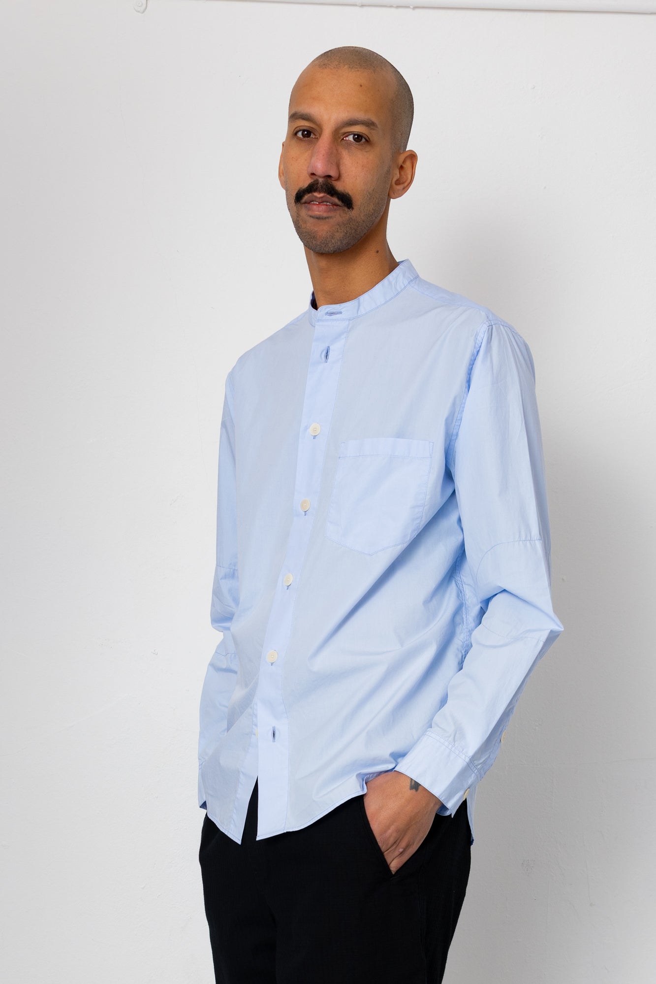 Grandad Collar Shirt - Light Blue