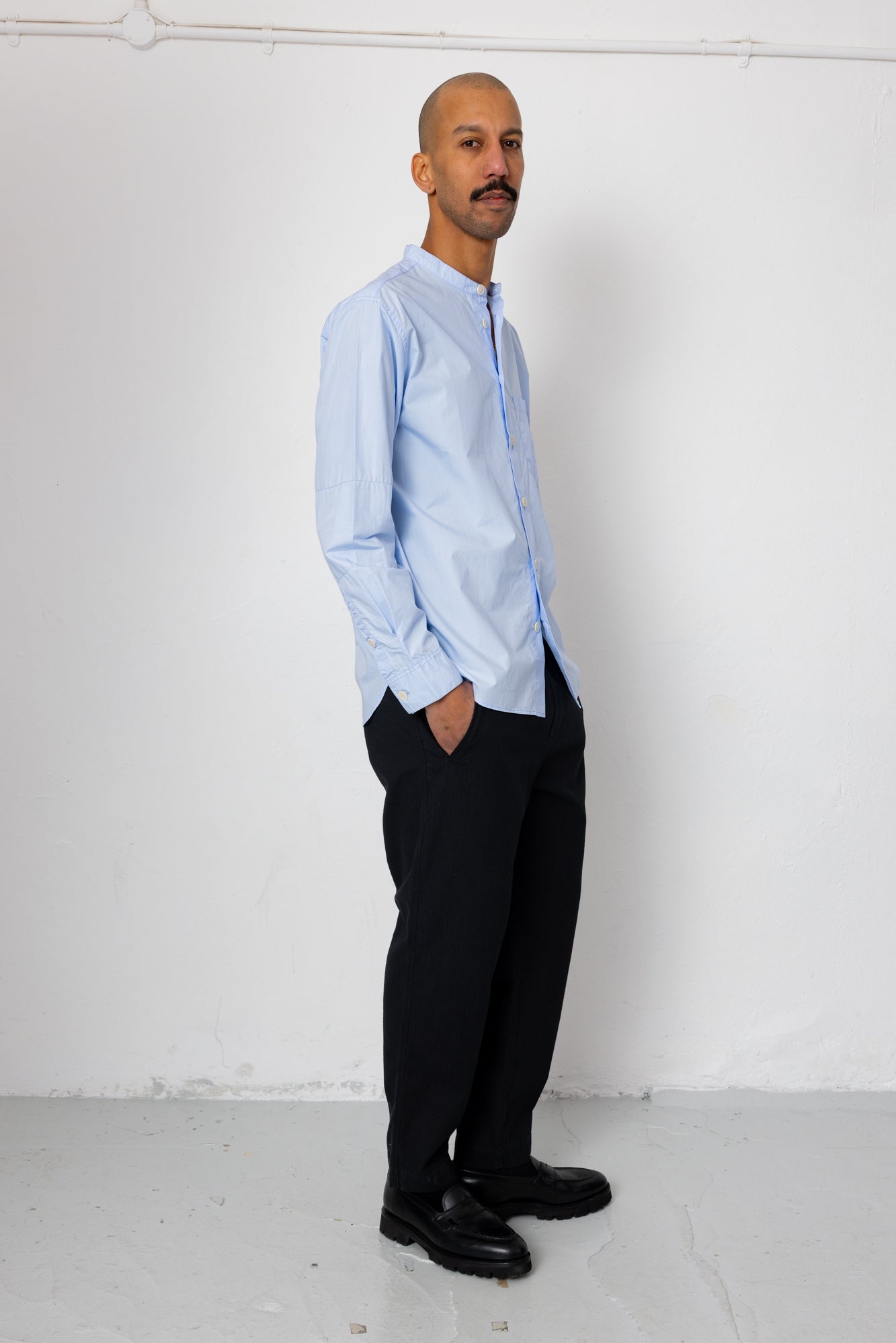 Grandad Collar Shirt - Light Blue