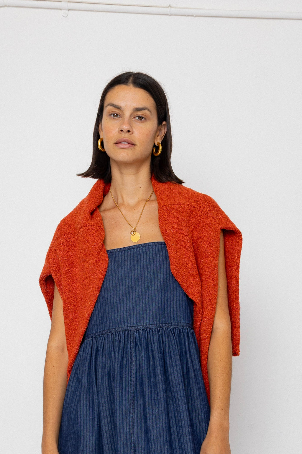 Midi Day Dress - Light Denim Stripe