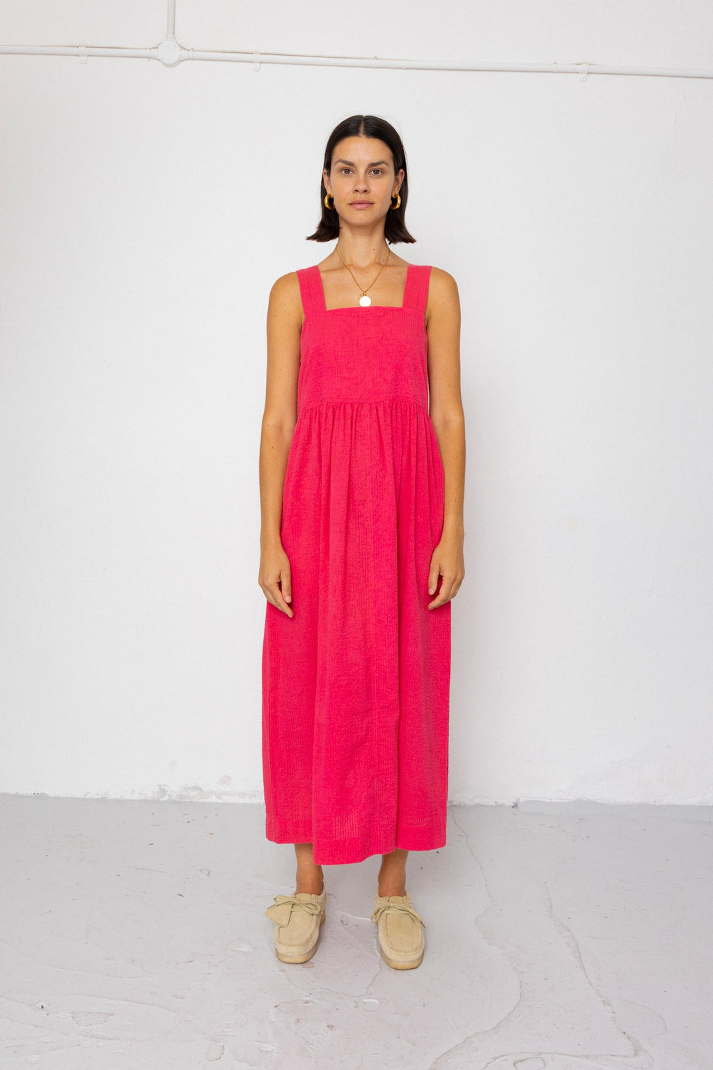 Midi Day Dress - Rose Red