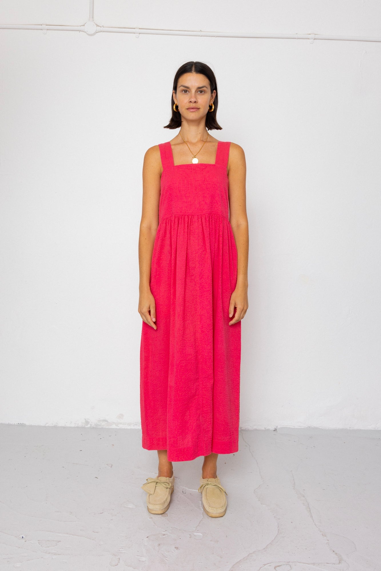 Midi Day Dress - Rose Red