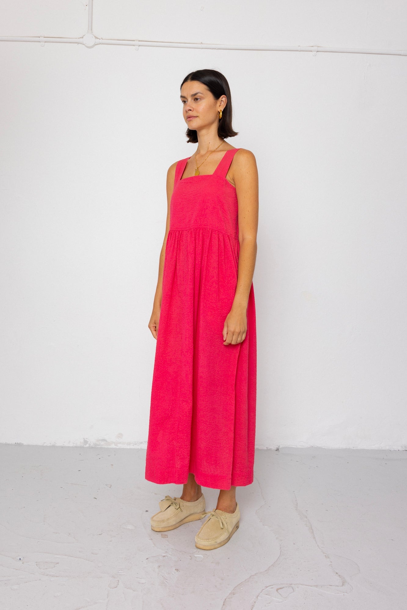Midi Day Dress - Rose Red