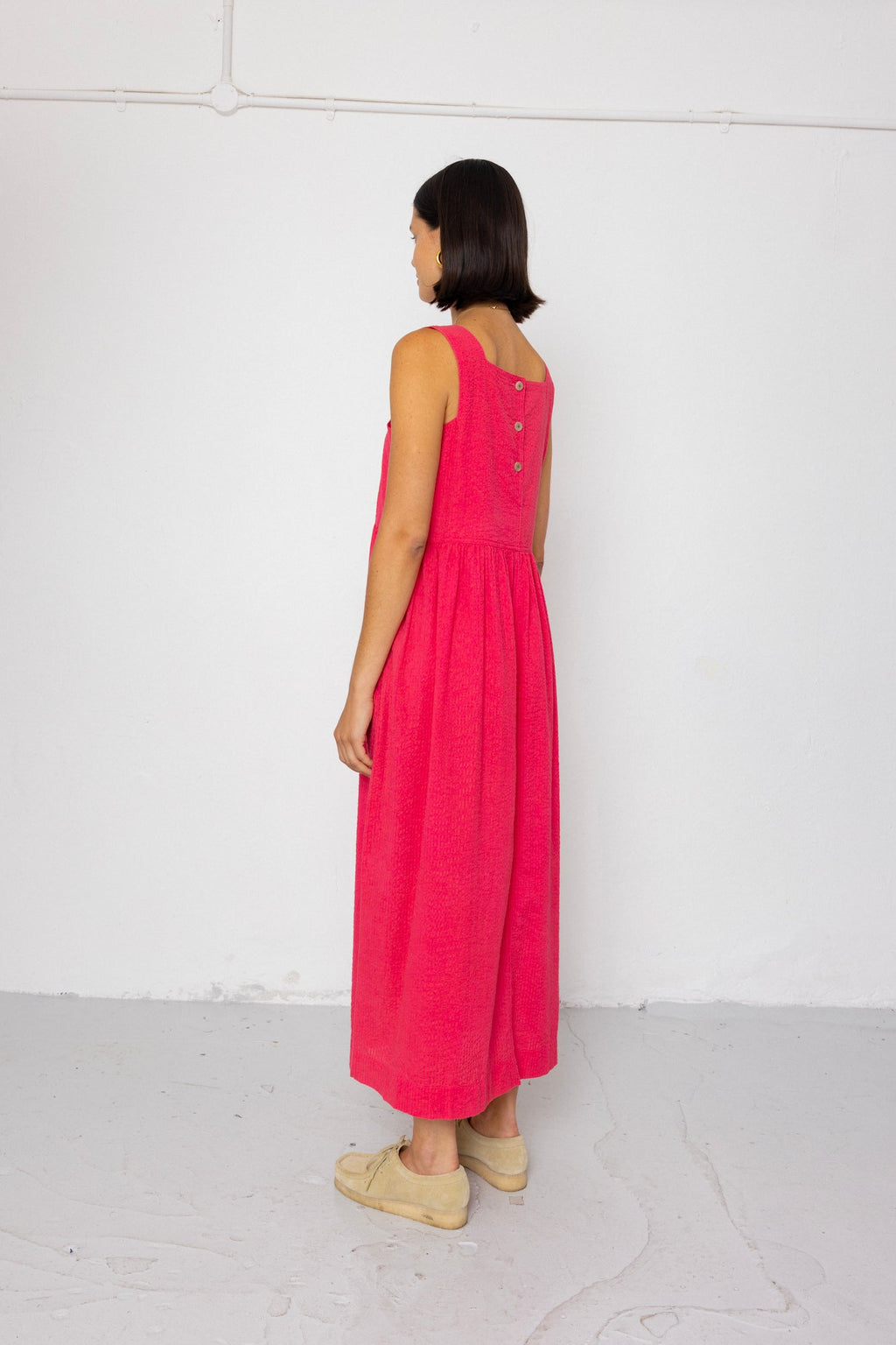 Midi Day Dress - Rose Red