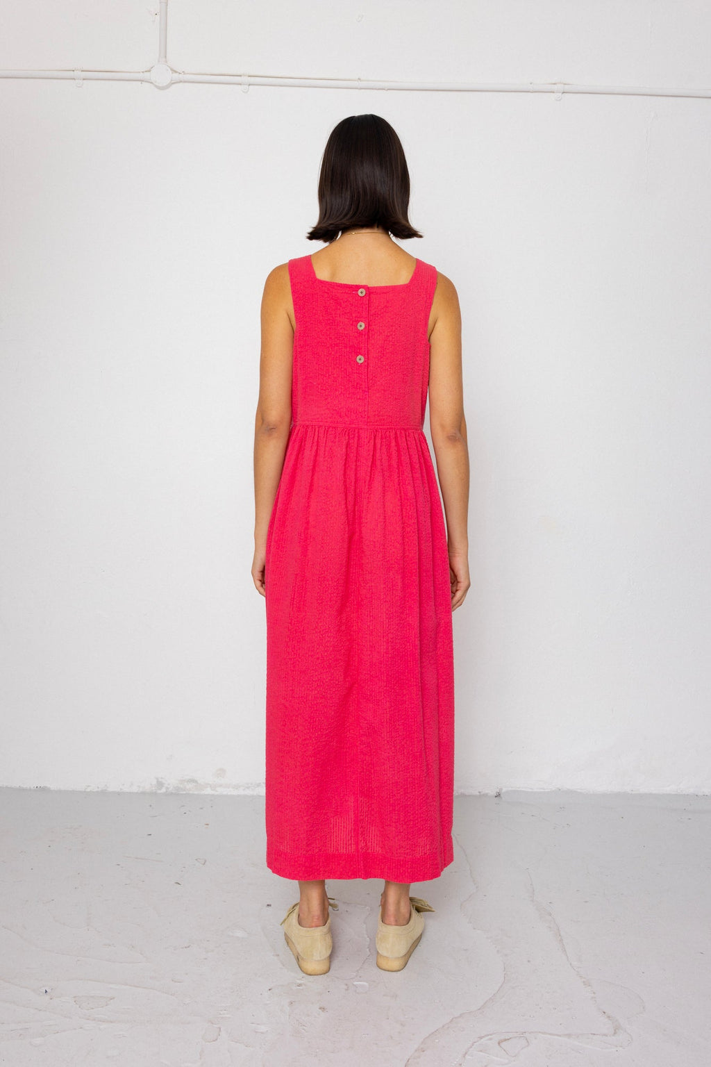 Midi Day Dress - Rose Red