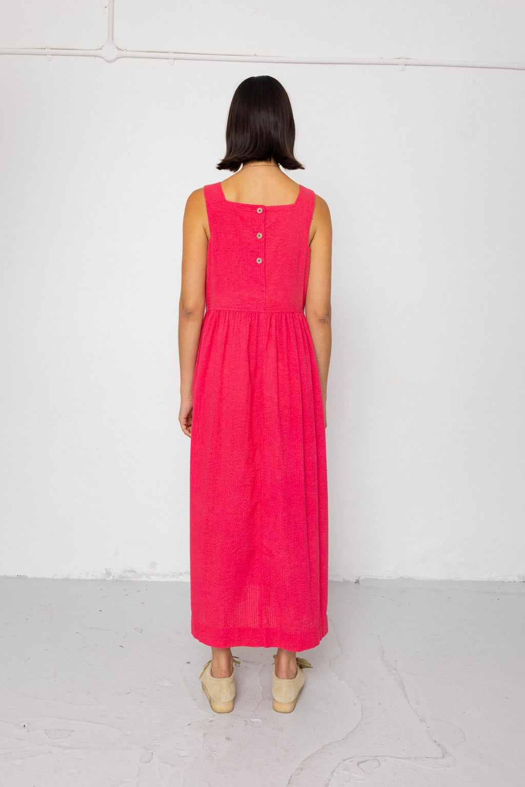 Midi Day Dress - Rose Red