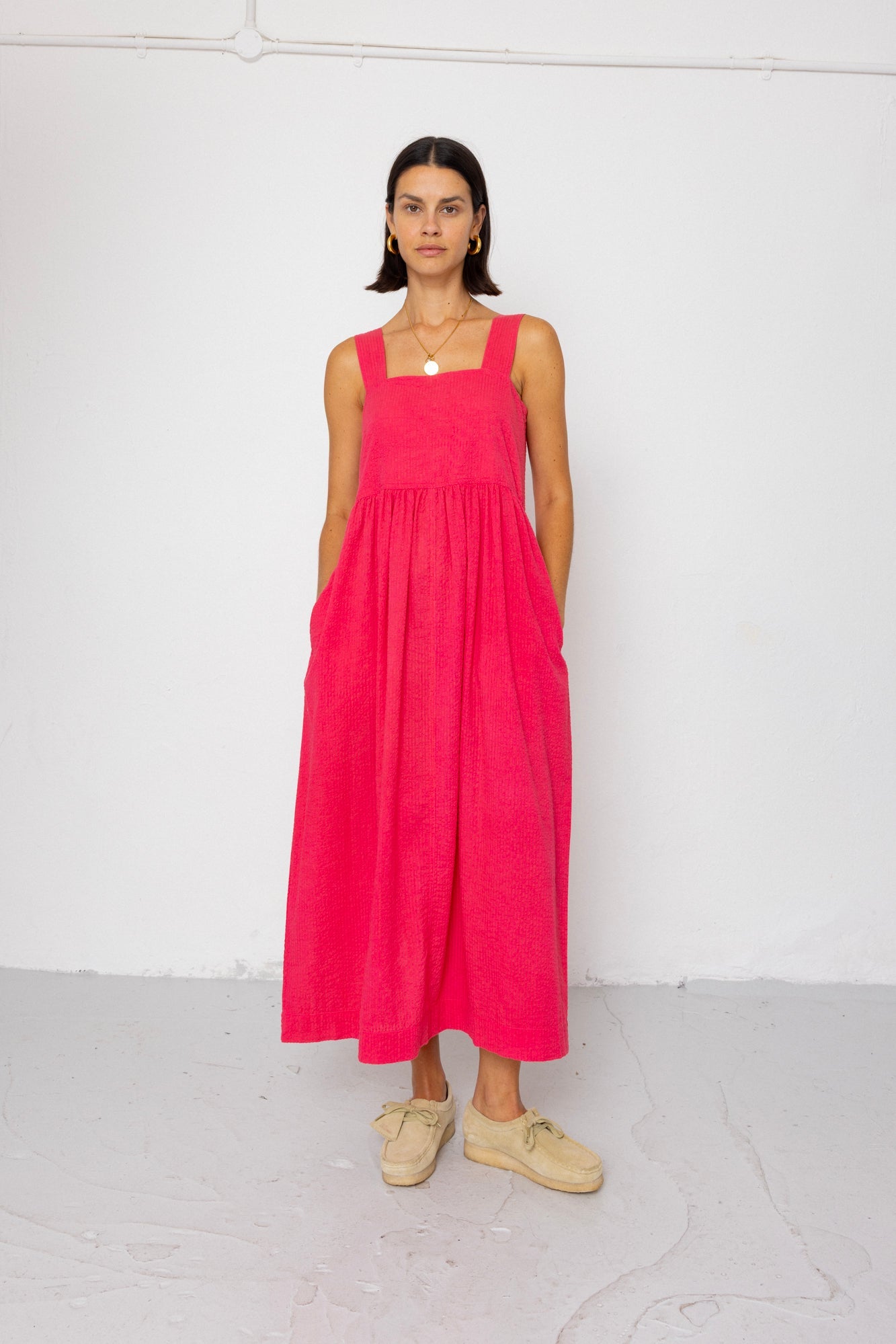 Midi Day Dress - Rose Red