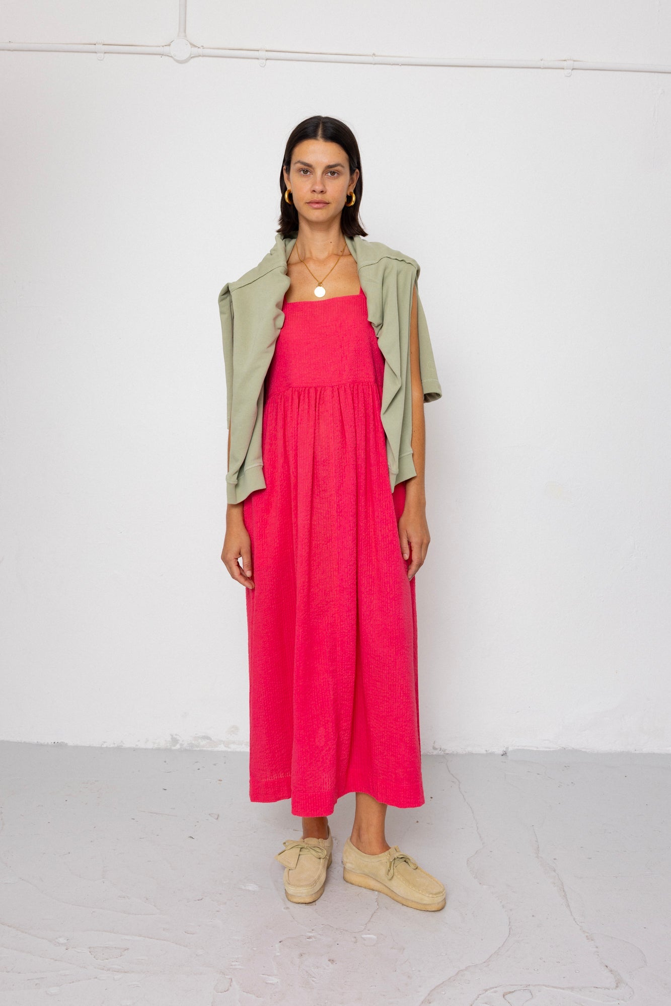 Midi Day Dress - Rose Red