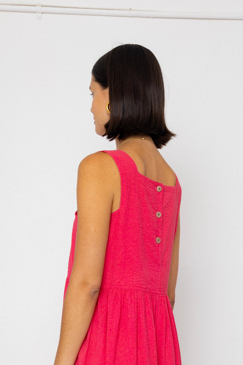 Midi Day Dress - Rose Red