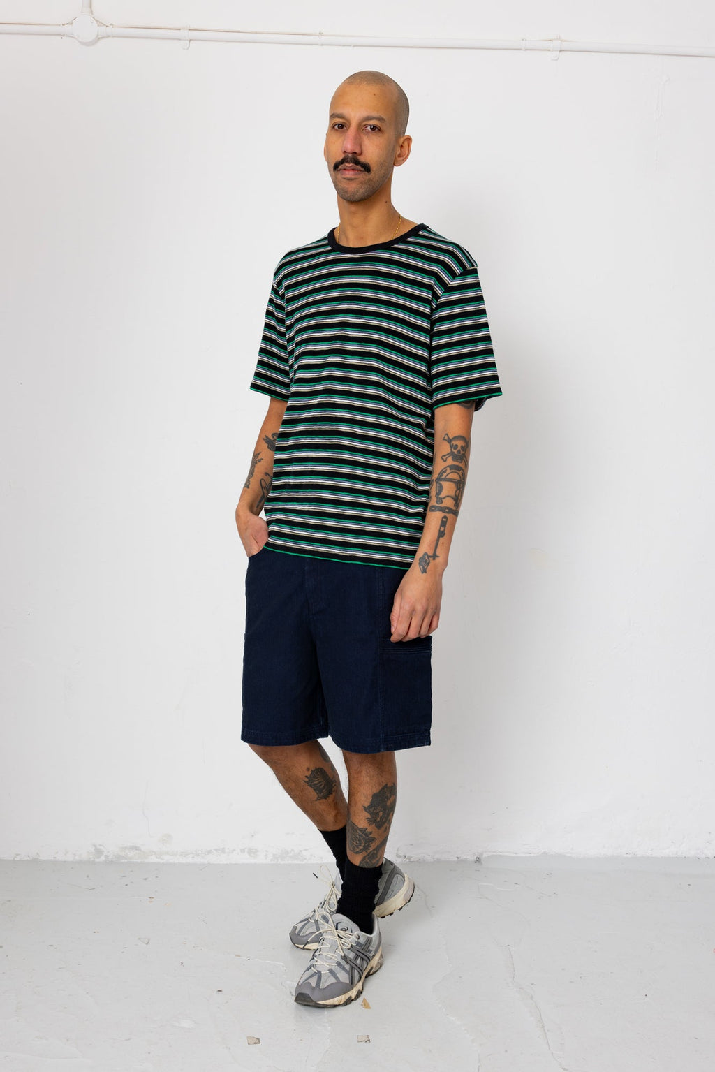 Multistripe T-Shirt - Black / Green Mix