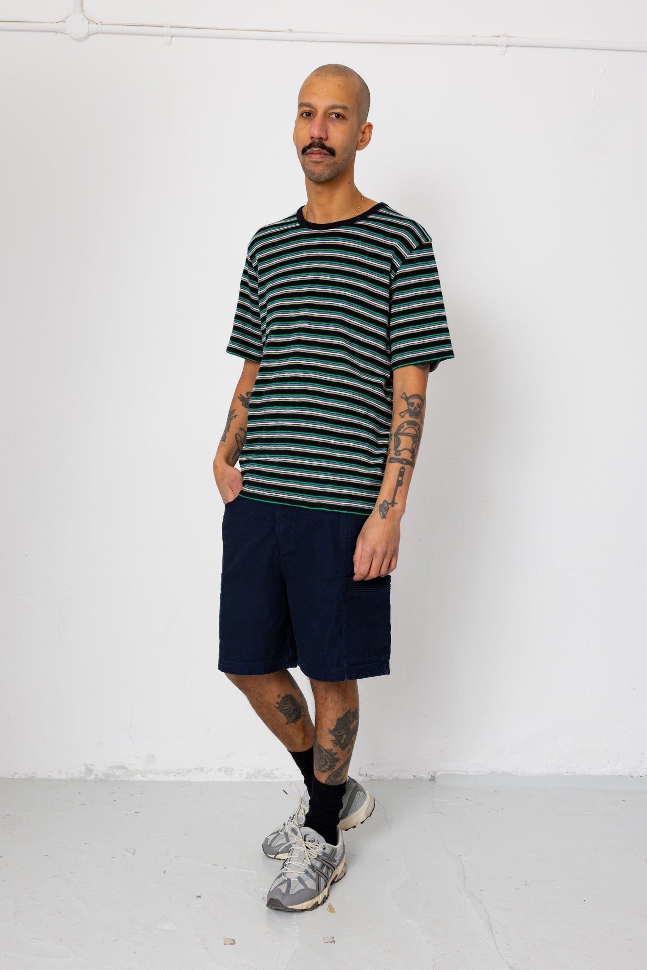 Multistripe T-Shirt - Black / Green Mix