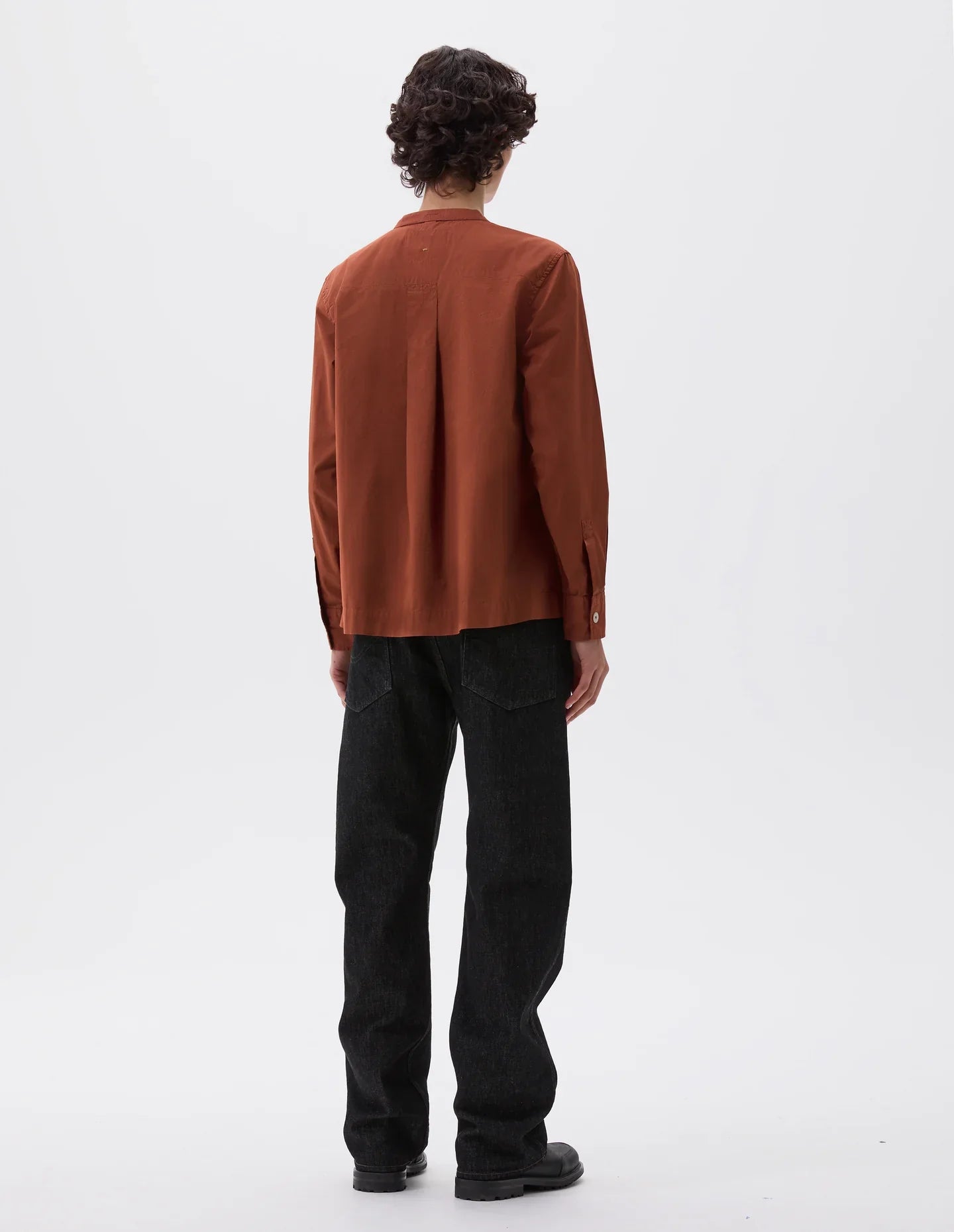 MHL | Button Through Collarless Shirt - Brick