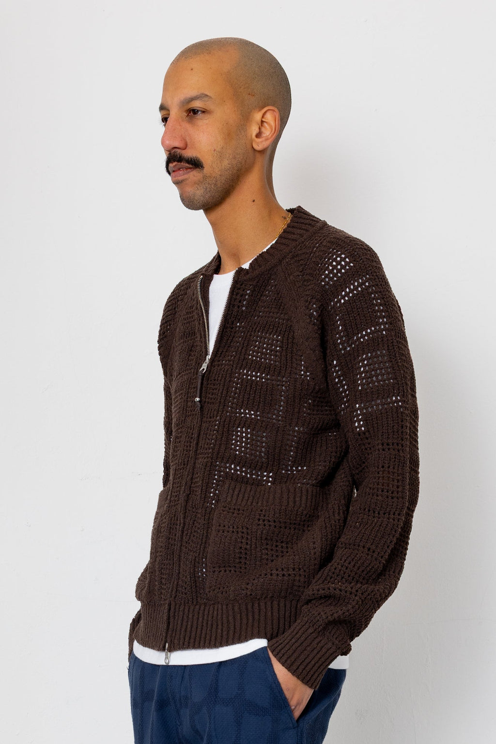 Open Knit Bomber - Chocolate
