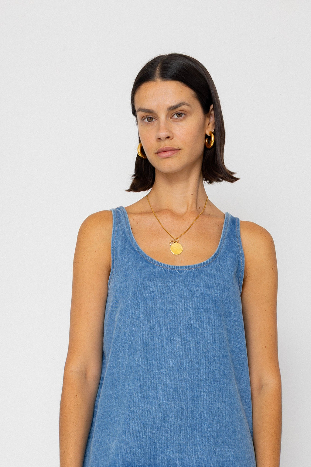Pleated Scoop Back Vest - Heavy Bleach Wash