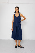 Pleated Scoop Back Vest - Dark Navy Cutwork Stripe