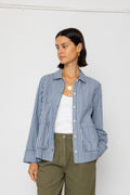 Pleated Shirt - Indigo Crinkle Mini Check