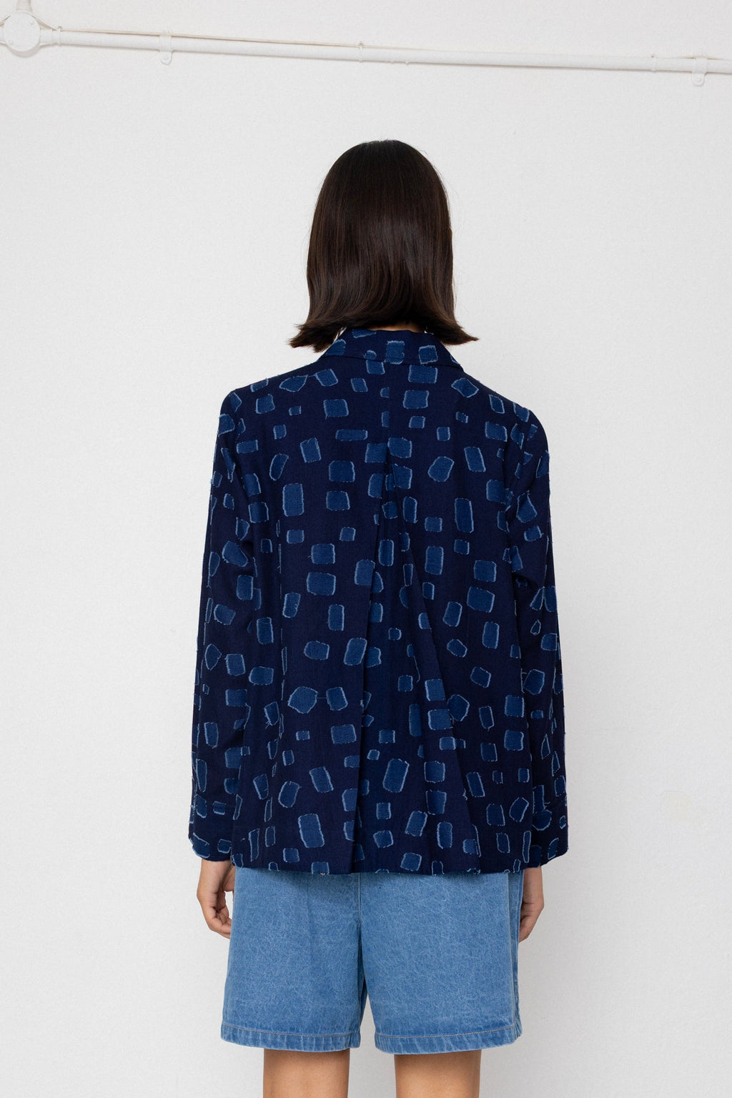 Pleated Shirt - Indigo Irregular Dot