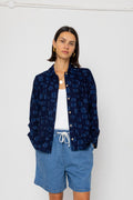 Pleated Shirt - Indigo Irregular Dot