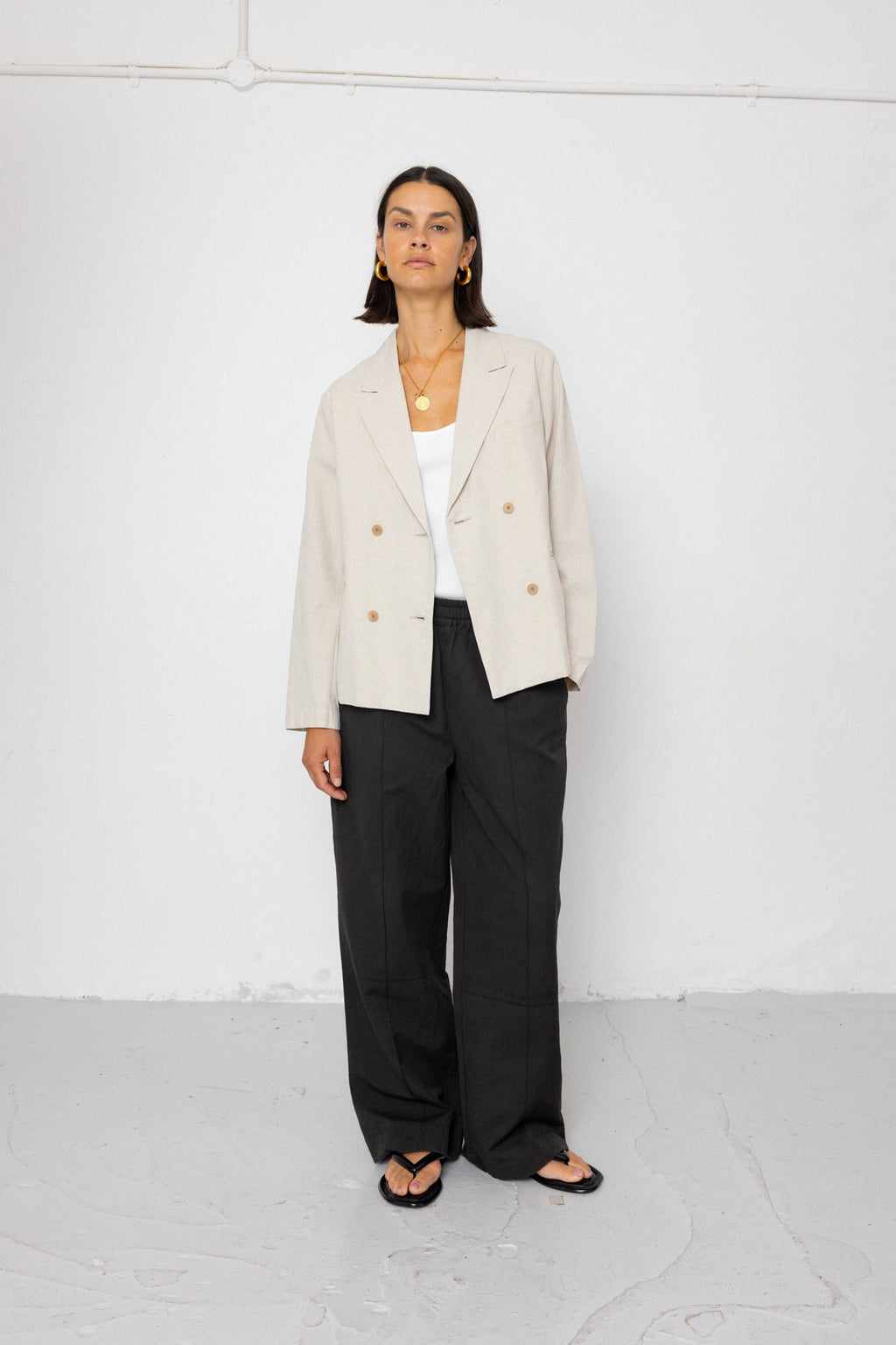 Relaxed Fit Blazer - Natural Linen Cotton Canvas