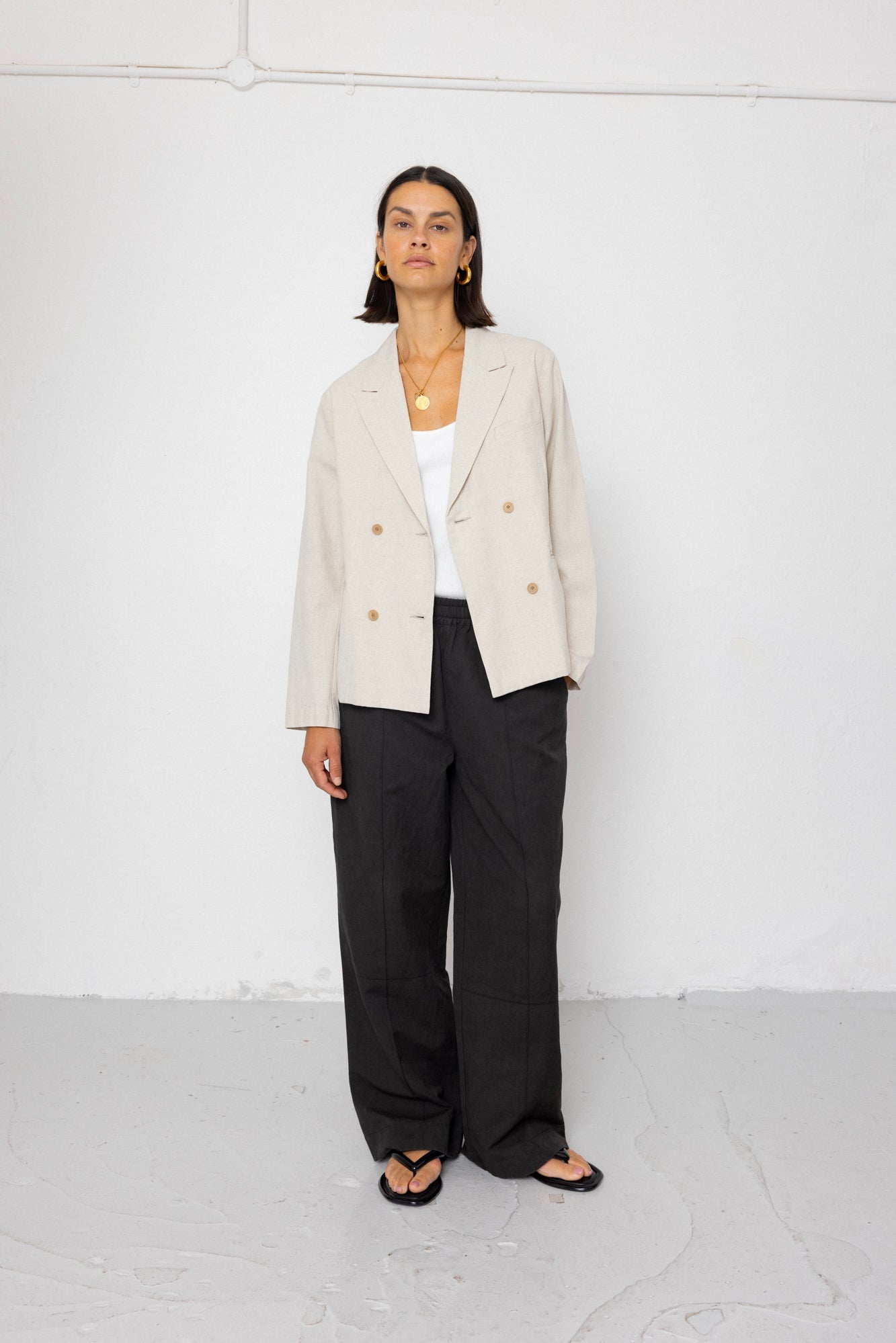Relaxed Fit Blazer - Natural Linen Cotton Canvas