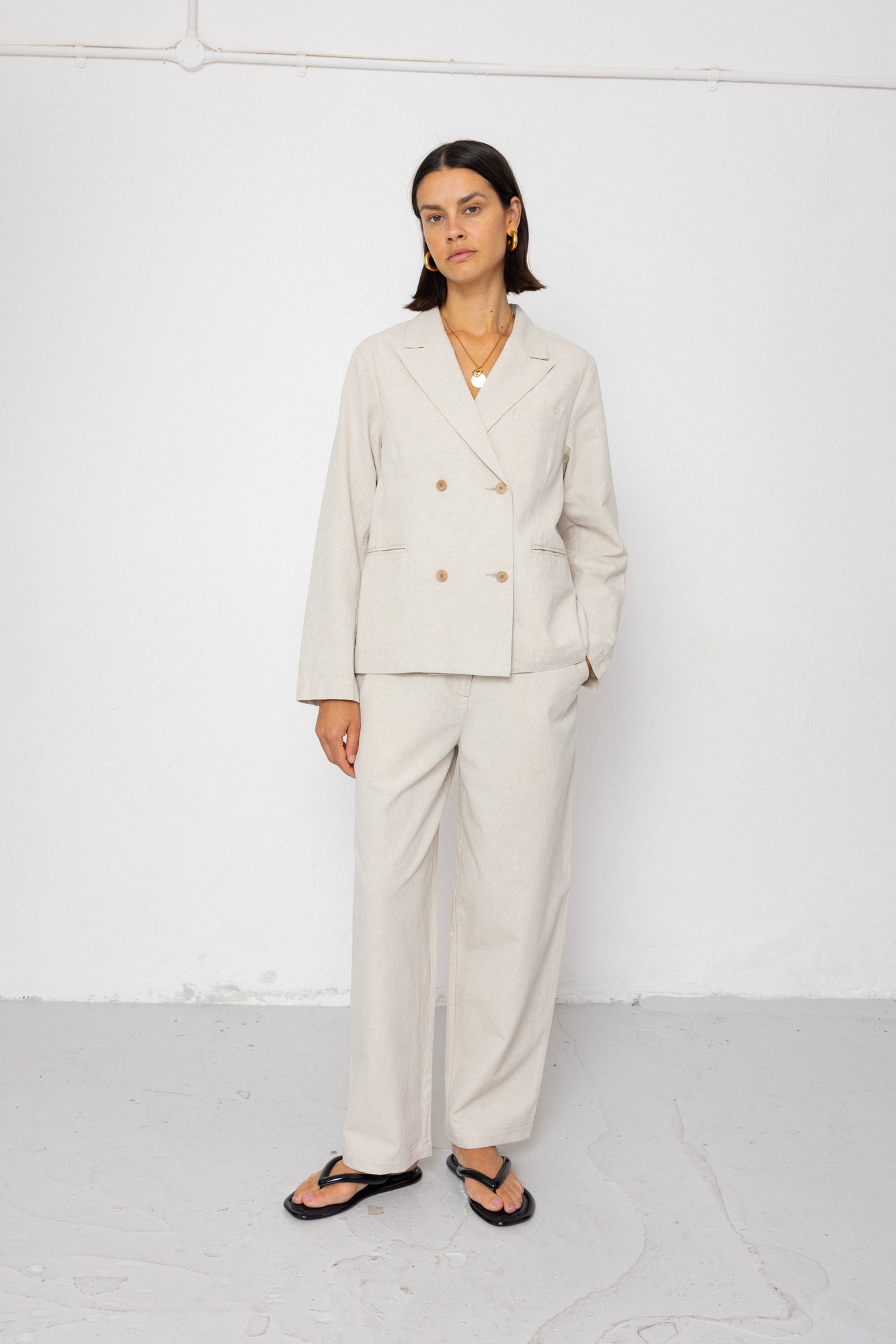 Relaxed Fit Blazer - Natural Linen Cotton Canvas