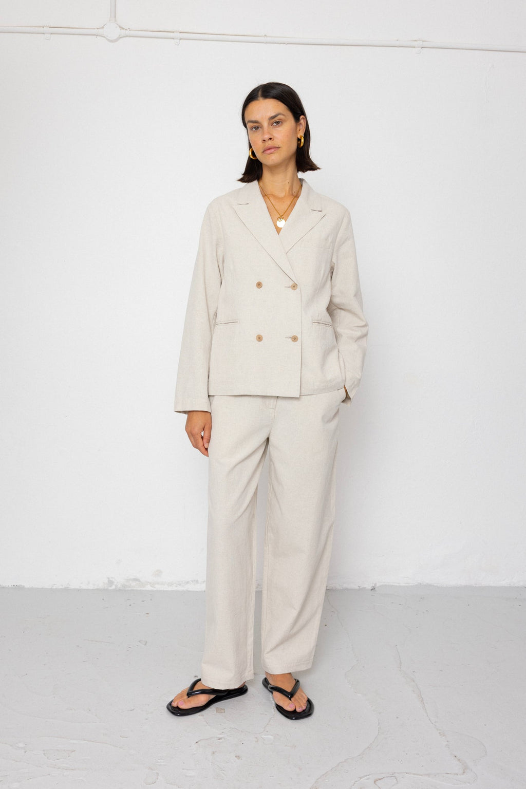 Suit Trousers - Natural Linen Cotton Canvas
