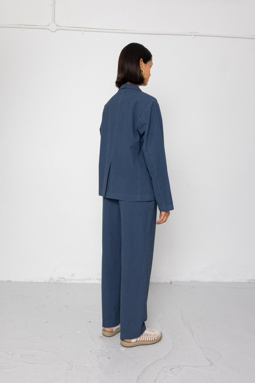 Relaxed Fit Blazer - Soft Indigo Overdyed Stripe