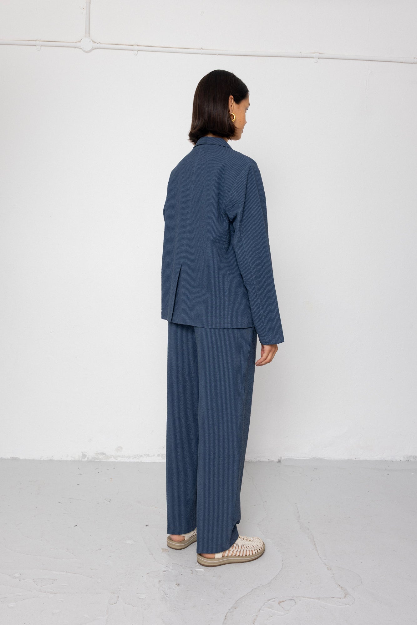Relaxed Fit Blazer - Soft Indigo Overdyed Stripe