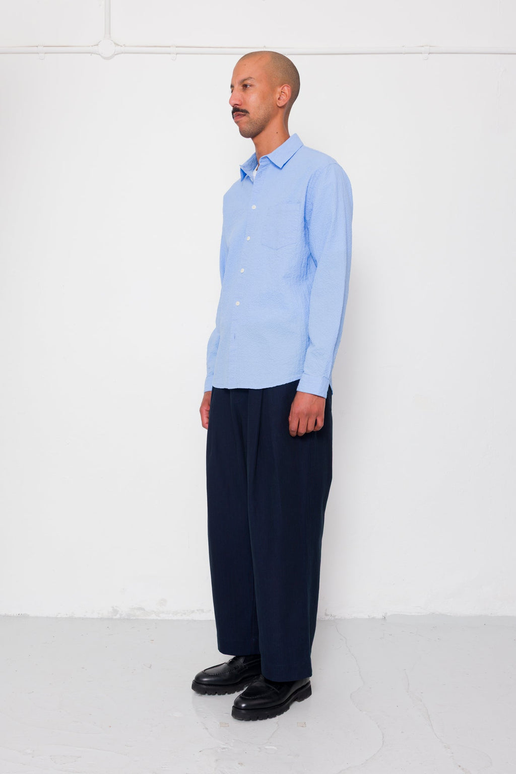 Relaxed Fit Shirt - Blue Bubble Seersucker