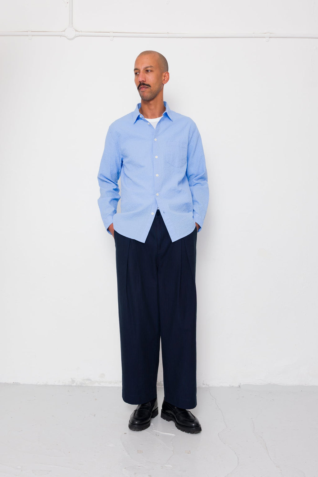 Relaxed Fit Shirt - Blue Bubble Seersucker