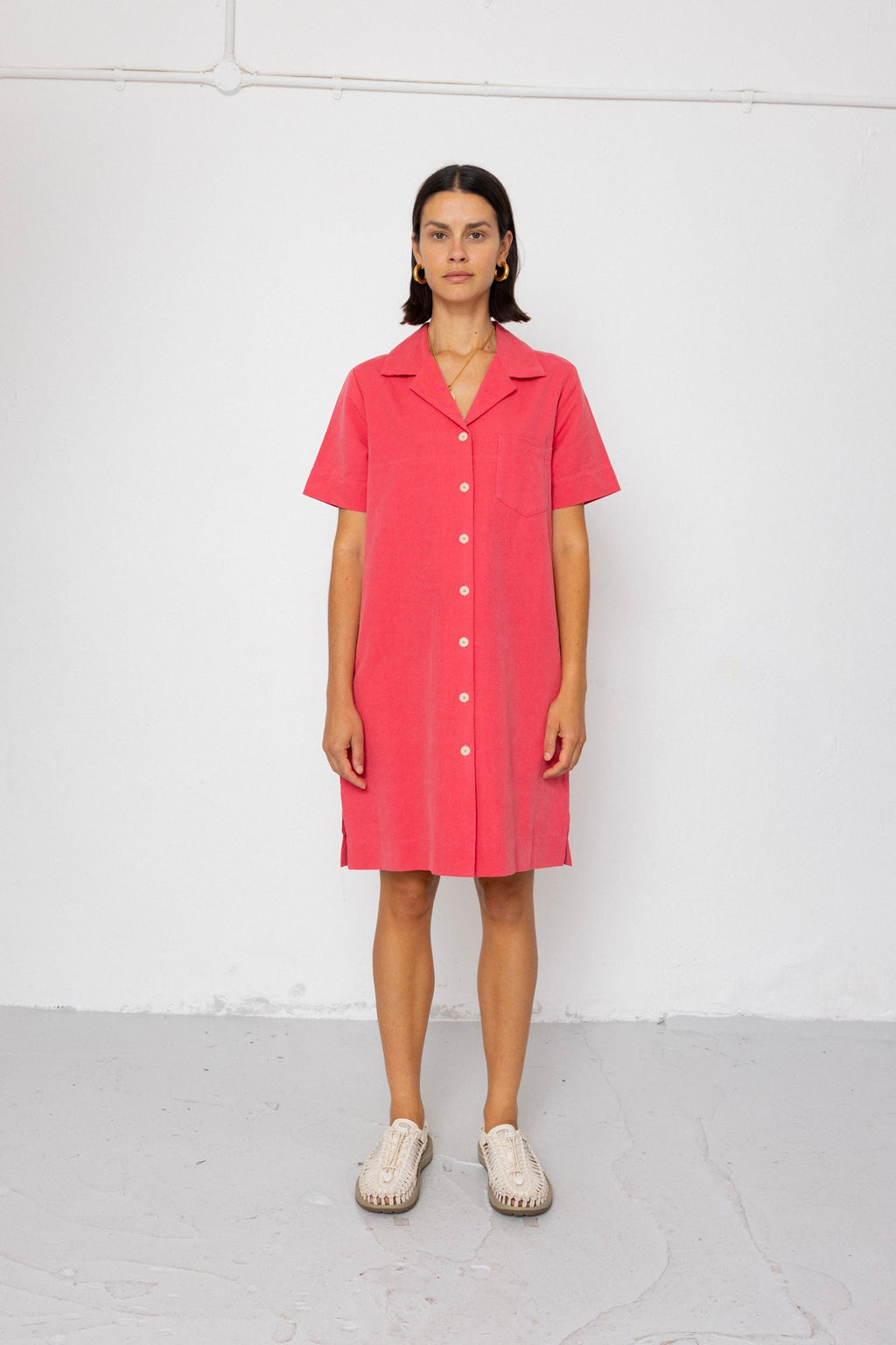 Shirt Dress - Rose Red