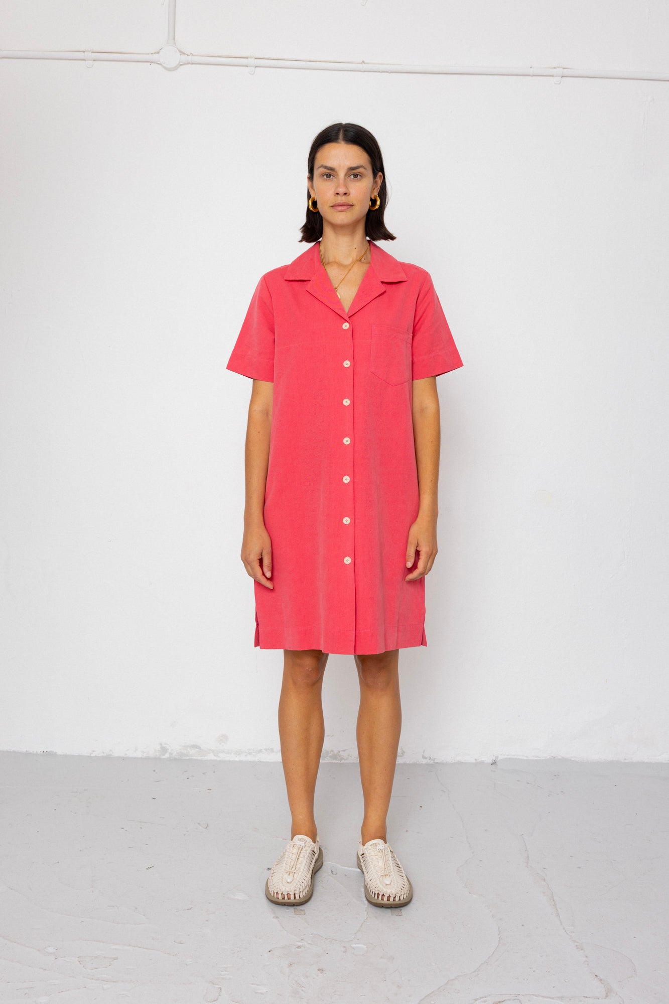 Shirt Dress - Rose Red