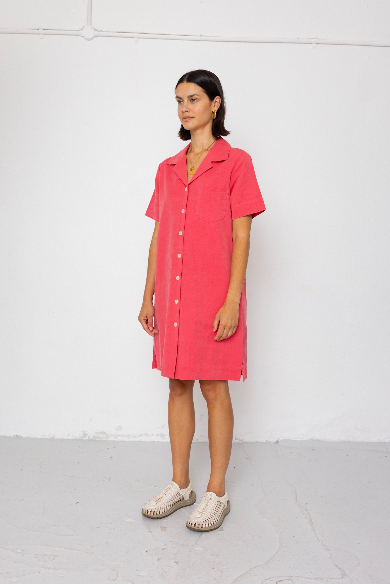 Shirt Dress - Rose Red