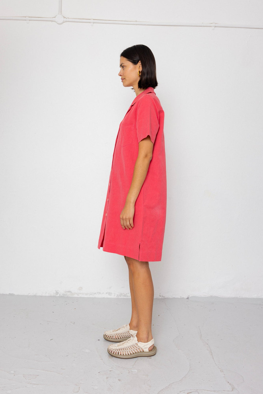 Shirt Dress - Rose Red