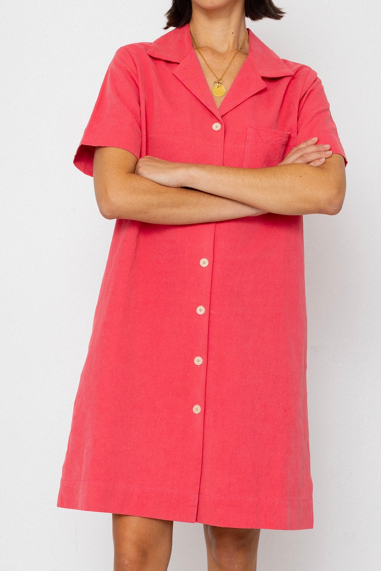 Shirt Dress - Rose Red
