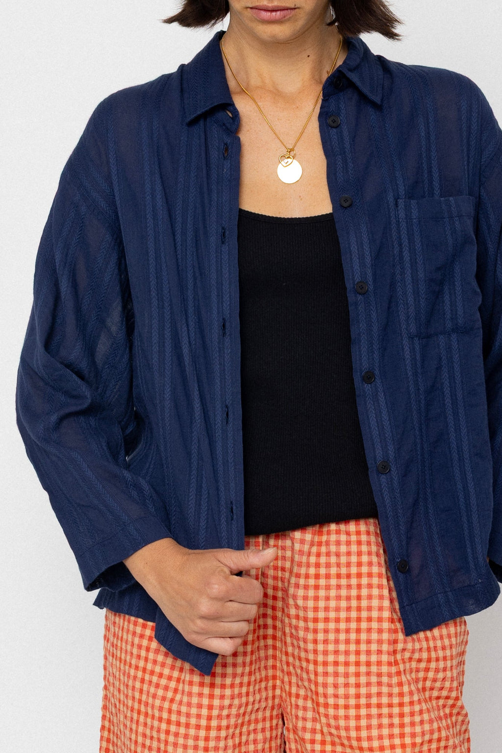 Archive Shirt - Dark Navy Dobby Stripe