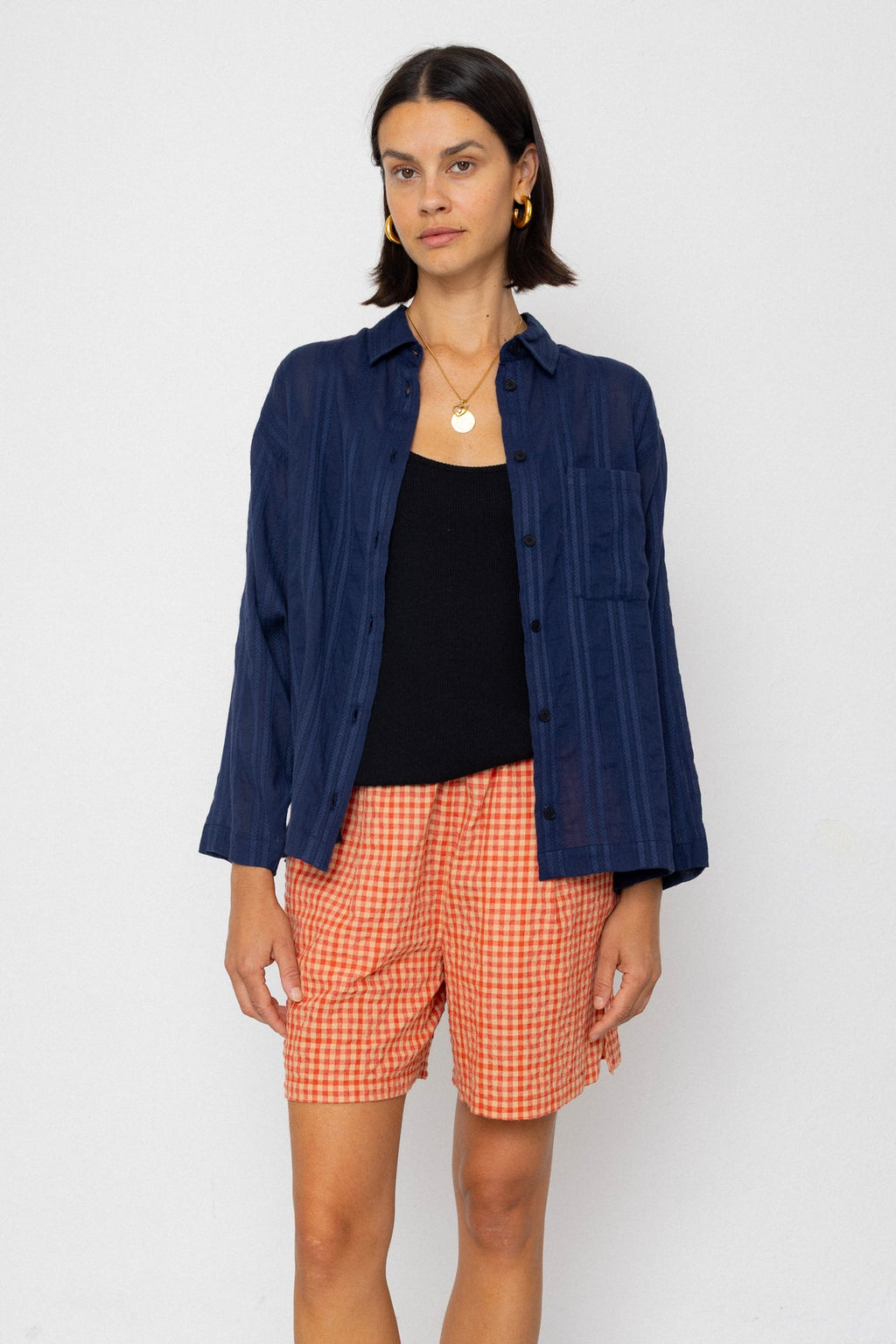 Archive Shirt - Dark Navy Dobby Stripe