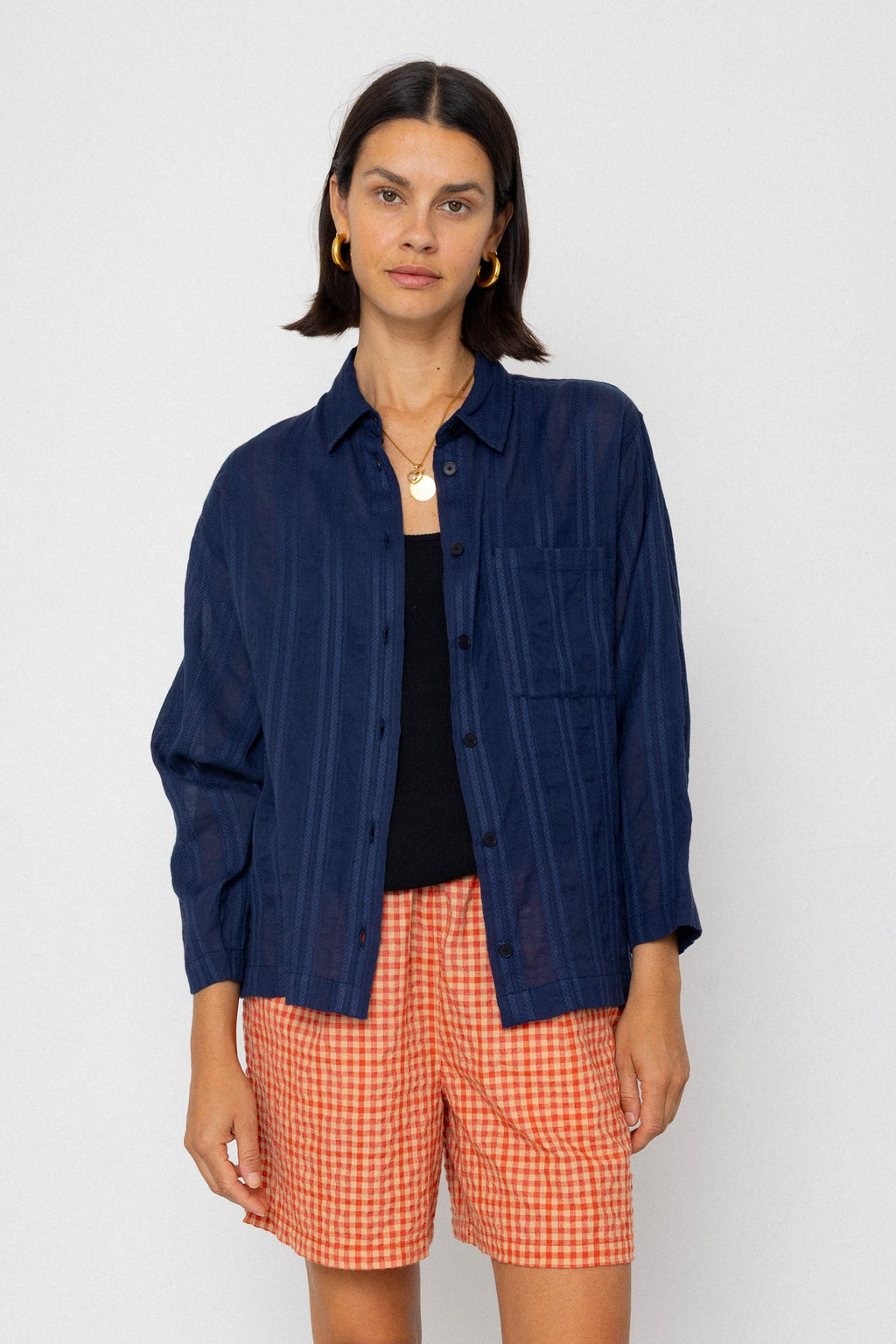 Archive Shirt - Dark Navy Dobby Stripe