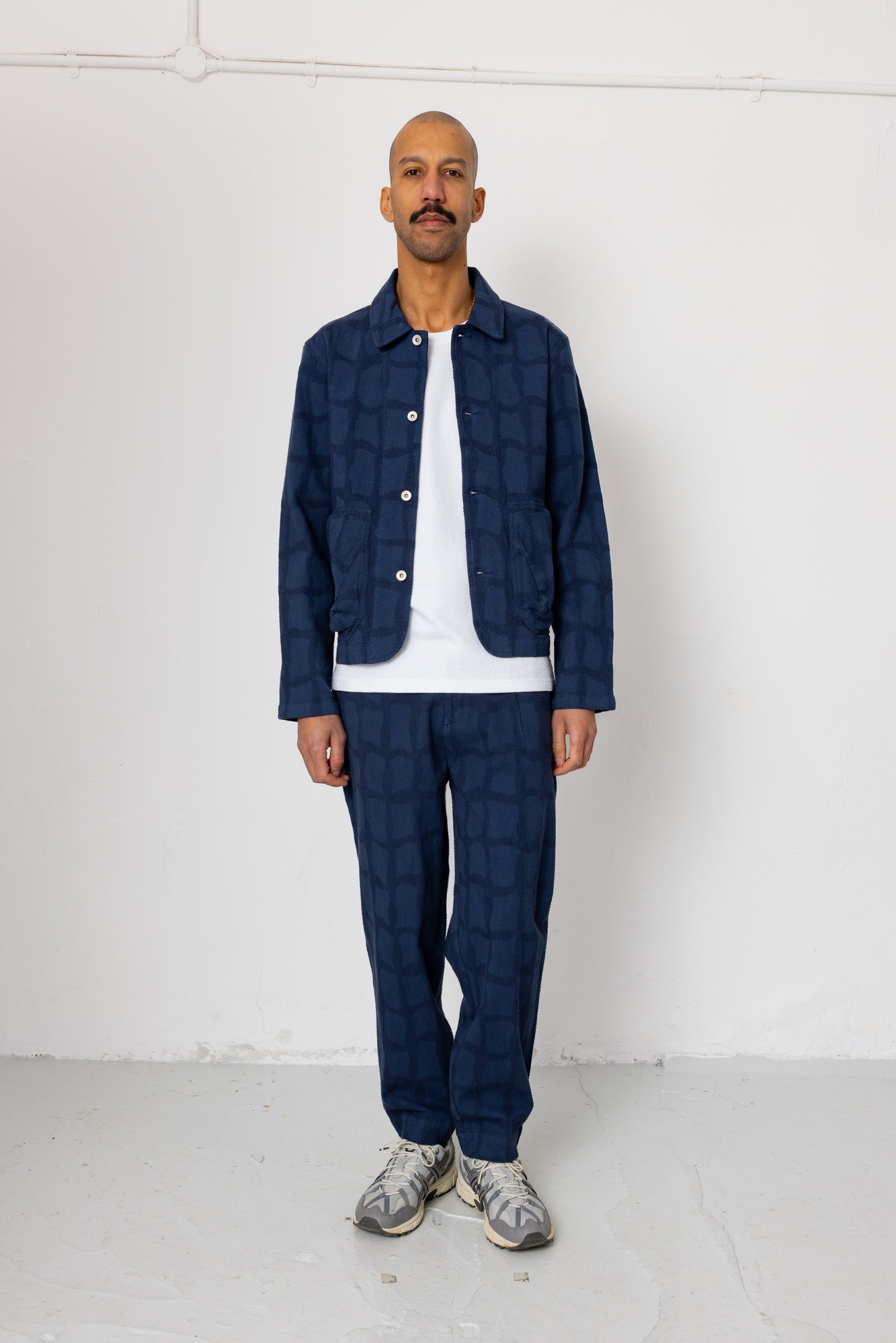 Signal Pant - Irregular Block Jacquard Navy