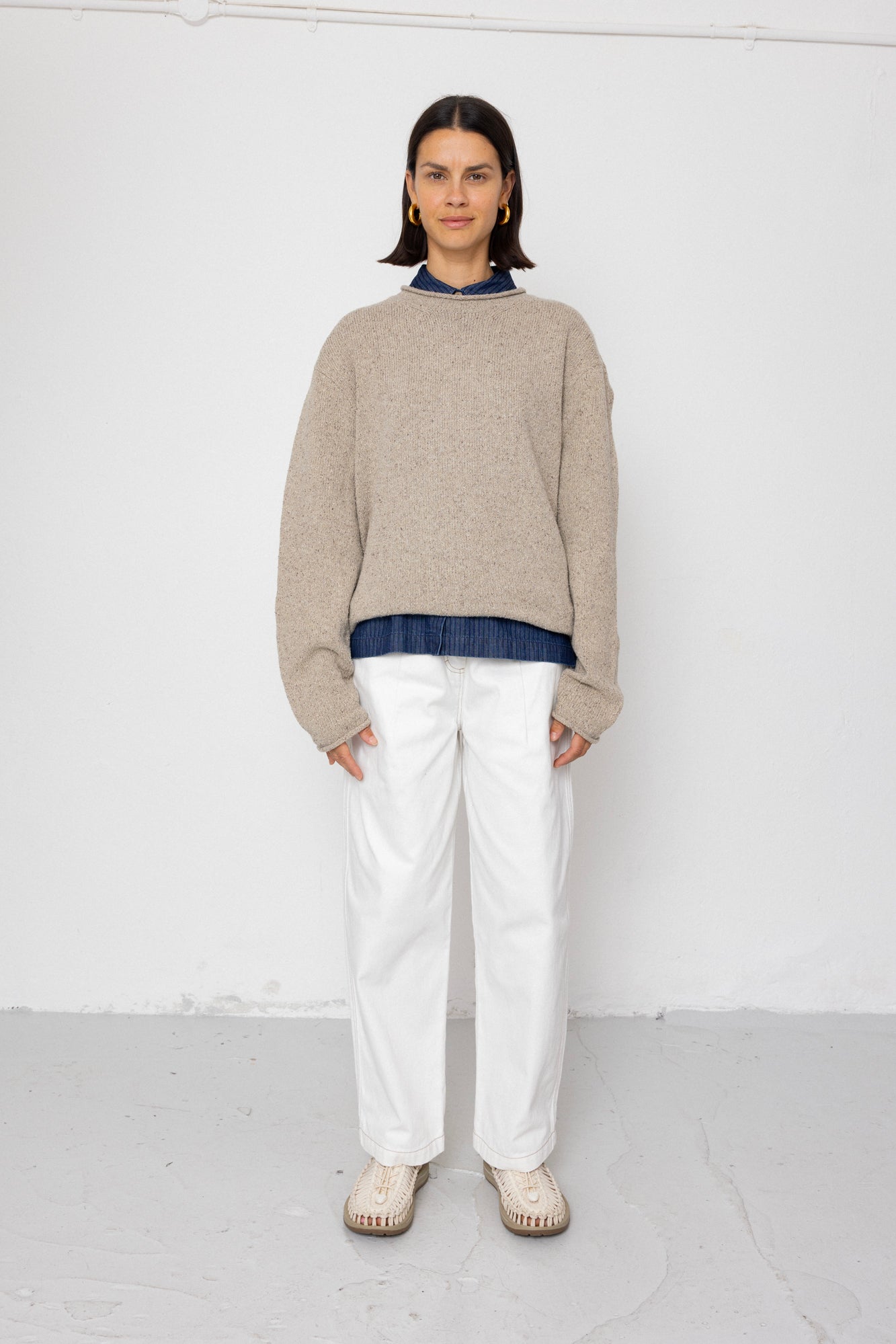 Slouch Crew Jumper - Natural Circle