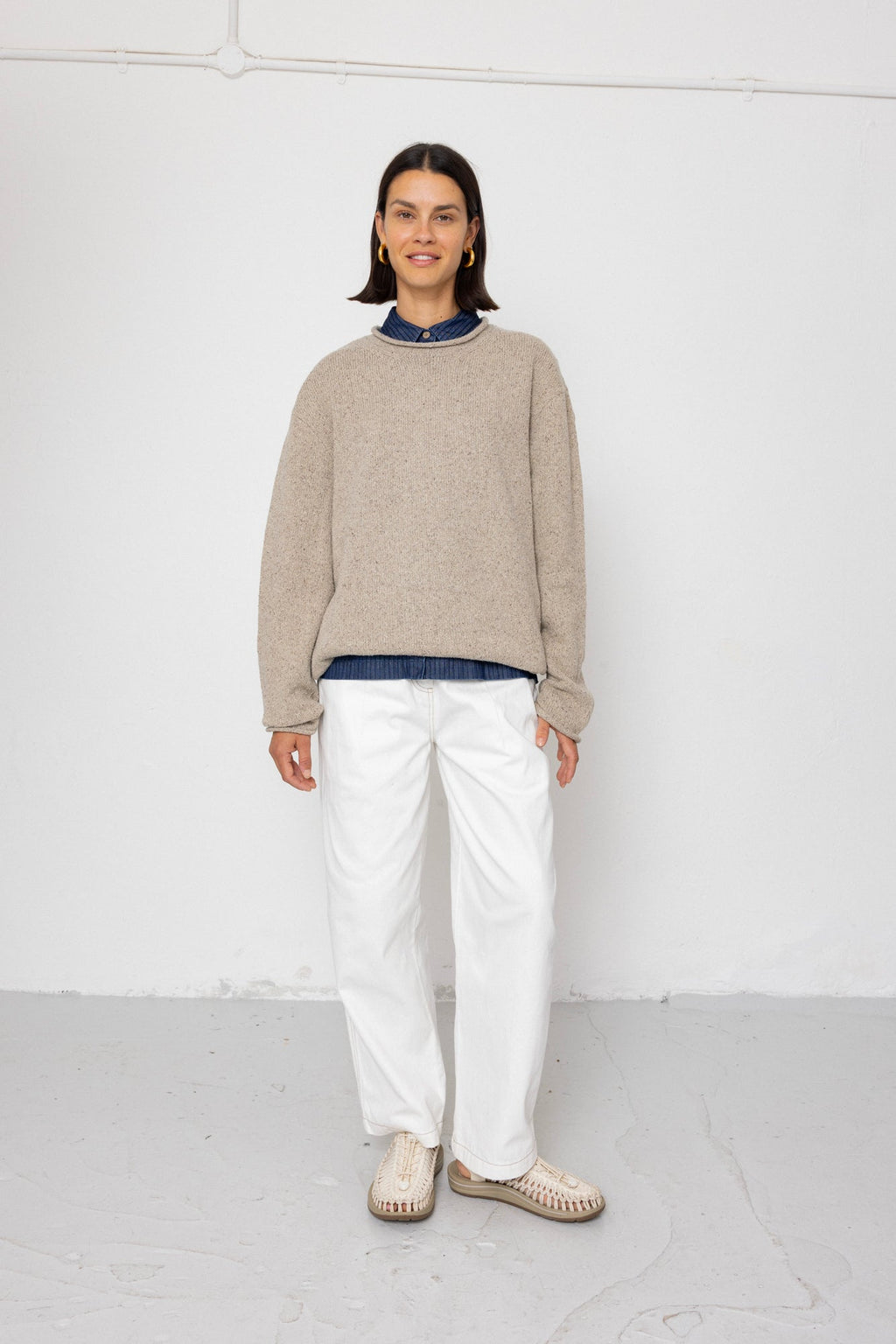 Slouch Crew Jumper - Natural Circle